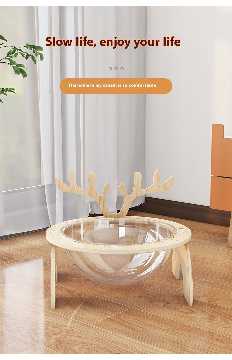 HKM-459859 Solid Wood Antlers Cat Nest - Four Seasons Universal Pet Bed in Multiple Sizes