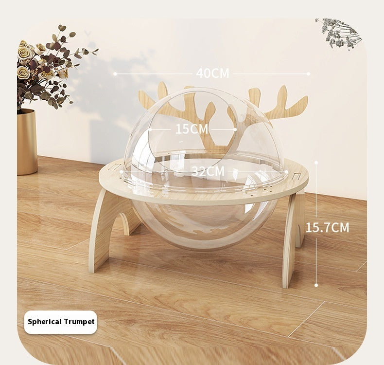 HKM-459859 Solid Wood Antlers Cat Nest - Four Seasons Universal Pet Bed in Multiple Sizes