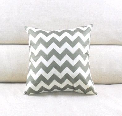 HKM-459923 Modern Minimalist Linen Striped Pillowcase with Wave Pattern and Floral Design