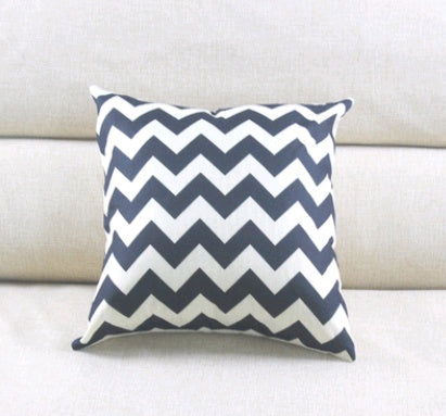 HKM-459923 Modern Minimalist Linen Striped Pillowcase with Wave Pattern and Floral Design