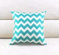 HKM-459923 Modern Minimalist Linen Striped Pillowcase with Wave Pattern and Floral Design