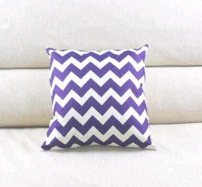 HKM-459923 Modern Minimalist Linen Striped Pillowcase with Wave Pattern and Floral Design