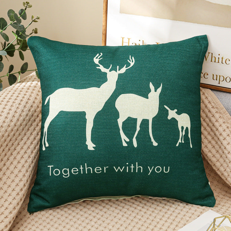 HKM-459987 Cartoon Printed Linen Pillows - 40x40cm and 45x45cm Cushion Covers with Various Designs