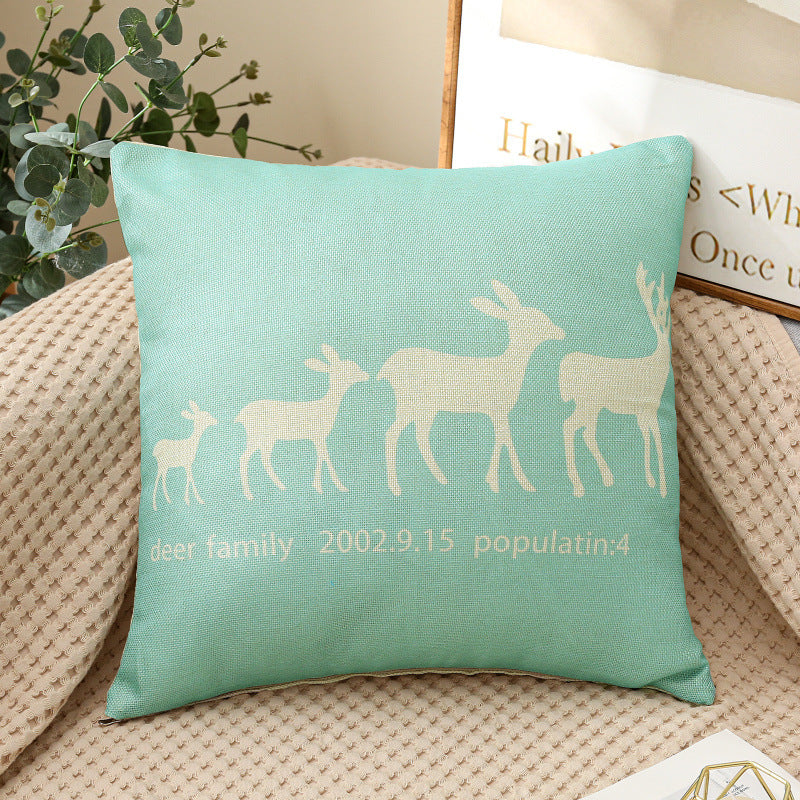 HKM-459987 Cartoon Printed Linen Pillows - 40x40cm and 45x45cm Cushion Covers with Various Designs