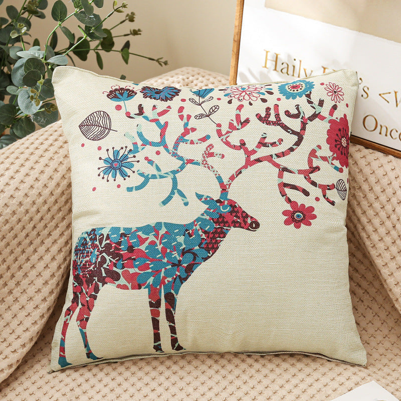 HKM-459987 Cartoon Printed Linen Pillows - 40x40cm and 45x45cm Cushion Covers with Various Designs