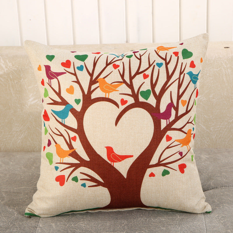 HKM-459987 Cartoon Printed Linen Pillows - 40x40cm and 45x45cm Cushion Covers with Various Designs