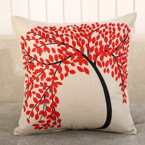HKM-459987 Cartoon Printed Linen Pillows - 40x40cm and 45x45cm Cushion Covers with Various Designs