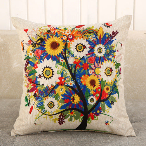 HKM-459987 Cartoon Printed Linen Pillows - 40x40cm and 45x45cm Cushion Covers with Various Designs