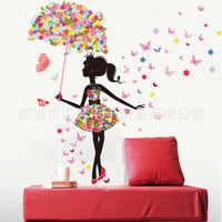 HKM-459987 Creative Elf Umbrella Wall Sticker - PVC Décor, 90x60cm