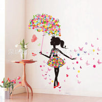 HKM-459987 Creative Elf Umbrella Wall Sticker - PVC Décor, 90x60cm