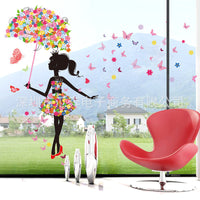 HKM-459987 Creative Elf Umbrella Wall Sticker - PVC Décor, 90x60cm