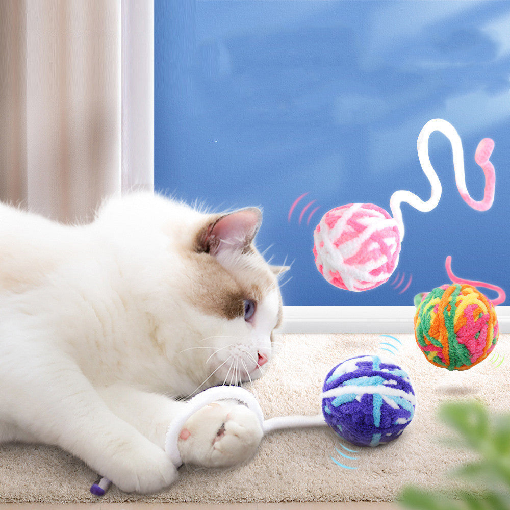 HKM-460307 Cat Bell Colorful Wool Ball Teeth Grinding Toy