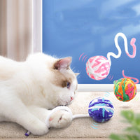 HKM-460307 Cat Bell Colorful Wool Ball Teeth Grinding Toy