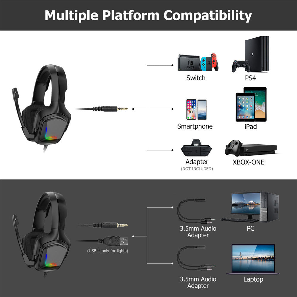 HKM-460435 Camouflage Wired Gaming Headset with Microphone and Braided Cable