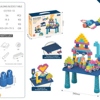 HKM-460691 Multifunctional Kids Building Blocks Table Set with 140 Pieces for Creative Play