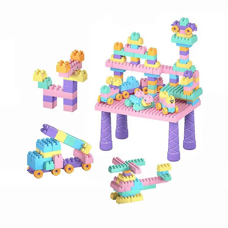 KTX-460691 Multifunctional Kids Building Blocks Table Set with 140 Pieces for Creative Play
