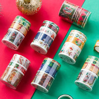 HKM-460819 Christmas Themed Tape Notebook with Stickers - Japanese Paper, Korean Style, Perfect for Festivities
