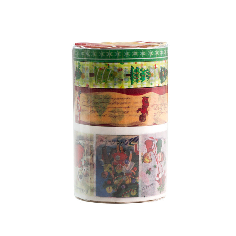 HKM-460819 Christmas Themed Tape Notebook with Stickers - Japanese Paper, Korean Style, Perfect for Festivities