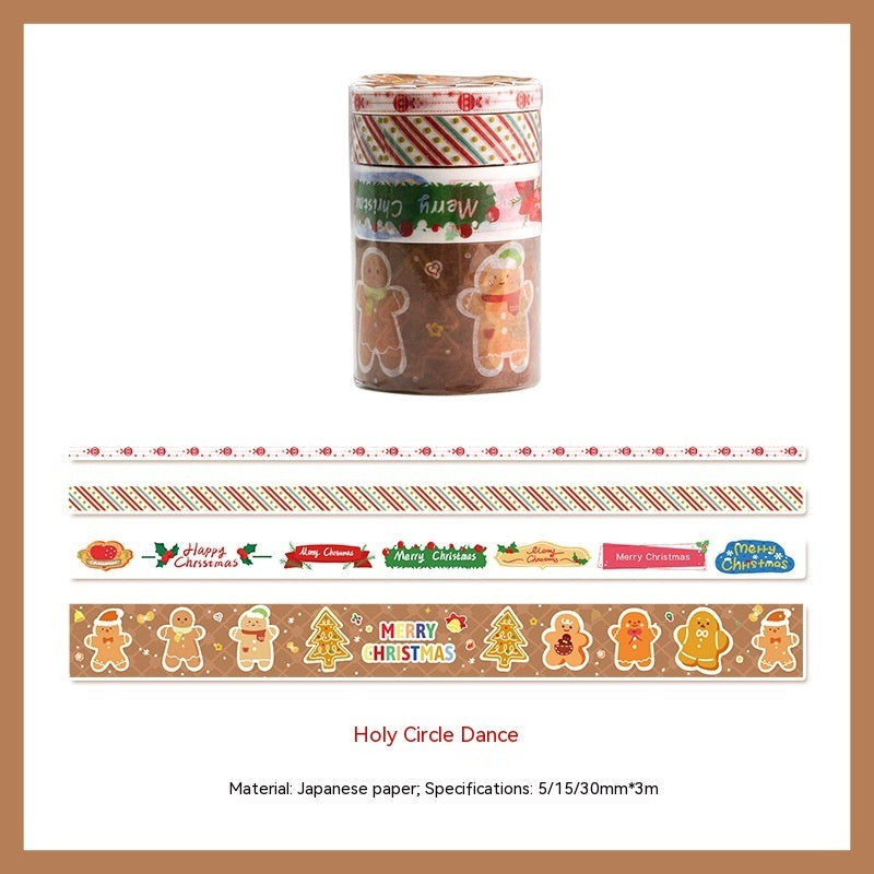 HKM-460819 Christmas Themed Tape Notebook with Stickers - Japanese Paper, Korean Style, Perfect for Festivities