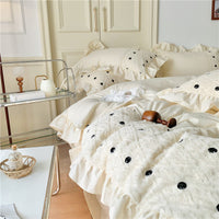 HKM-461011 Washed Cotton Solid Color Four-Piece Bedding Set for 1.2m, 1.5m, and 1.8m Beds