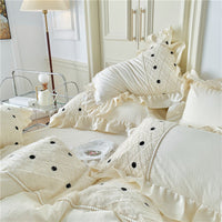 HKM-461011 Washed Cotton Solid Color Four-Piece Bedding Set for 1.2m, 1.5m, and 1.8m Beds