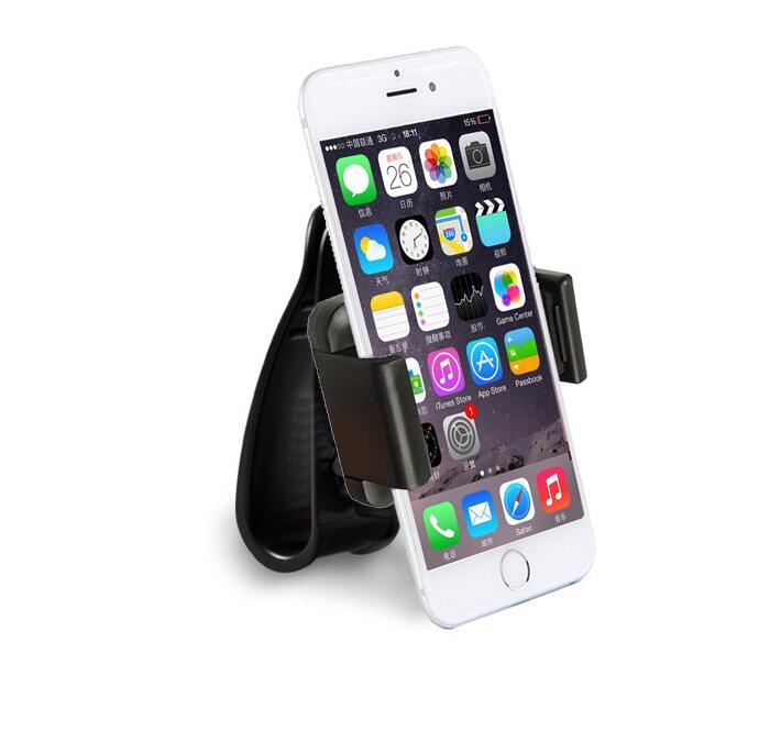 HKM-461075 Car Sun Visor Phone Mount for Universal Mobile Phones - ABS, Pure Black, Adjustable 35-90MM Clip
