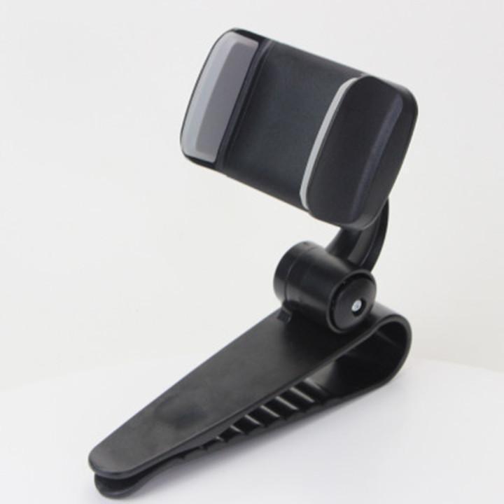 HKM-461075 Car Sun Visor Phone Mount for Universal Mobile Phones - ABS, Pure Black, Adjustable 35-90MM Clip