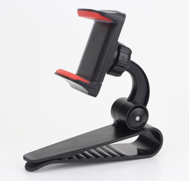HKM-461075 Car Sun Visor Phone Mount for Universal Mobile Phones - ABS, Pure Black, Adjustable 35-90MM Clip