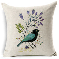 HKM-461075 Thrush Flower Cartoon Waist Cushion - Cotton & Linen Filling, 45x45 cm
