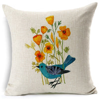 HKM-461075 Thrush Flower Cartoon Waist Cushion - Cotton & Linen Filling, 45x45 cm
