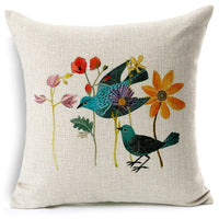 HKM-461075 Thrush Flower Cartoon Waist Cushion - Cotton & Linen Filling, 45x45 cm