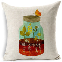HKM-461075 Thrush Flower Cartoon Waist Cushion - Cotton & Linen Filling, 45x45 cm