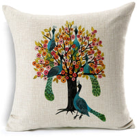 HKM-461075 Thrush Flower Cartoon Waist Cushion - Cotton & Linen Filling, 45x45 cm