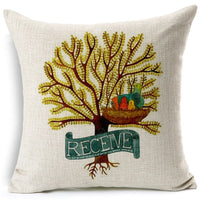 HKM-461075 Thrush Flower Cartoon Waist Cushion - Cotton & Linen Filling, 45x45 cm
