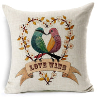 HKM-461075 Thrush Flower Cartoon Waist Cushion - Cotton & Linen Filling, 45x45 cm
