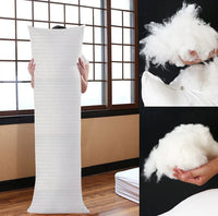 HKM-461139 Feather Fabric Long Body Hugging Pillow - Soft Fiber Cushion for Sleeping and Napping