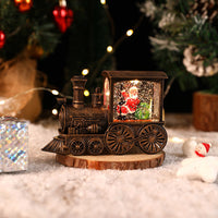 HKM-461139 Santa Claus Water Injection Brush Gold Train Night Lamp Christmas Ornament Gift