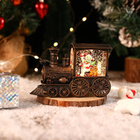 HKM-461139 Santa Claus Water Injection Brush Gold Train Night Lamp Christmas Ornament Gift