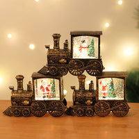 HKM-461139 Santa Claus Water Injection Brush Gold Train Night Lamp Christmas Ornament Gift