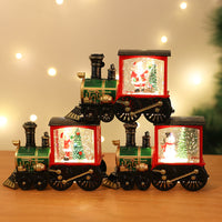 HKM-461139 Santa Claus Water Injection Brush Gold Train Night Lamp Christmas Ornament Gift