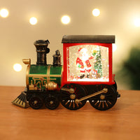 HKM-461139 Santa Claus Water Injection Brush Gold Train Night Lamp Christmas Ornament Gift