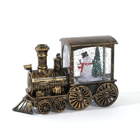 HKM-461139 Santa Claus Water Injection Brush Gold Train Night Lamp Christmas Ornament Gift