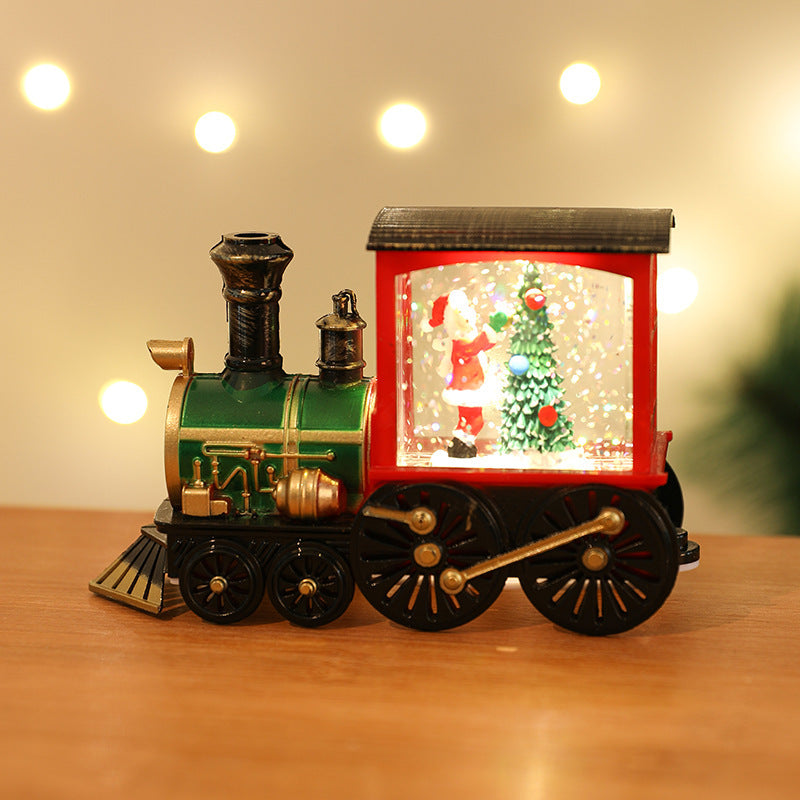 HKM-461139 Santa Claus Water Injection Brush Gold Train Night Lamp Christmas Ornament Gift
