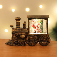 HKM-461139 Santa Claus Water Injection Brush Gold Train Night Lamp Christmas Ornament Gift