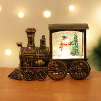 HKM-461139 Santa Claus Water Injection Brush Gold Train Night Lamp Christmas Ornament Gift