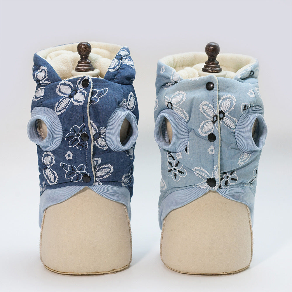 HKM-461459 Stylish Pet Denim Jacket in Dark Blue and Light Blue for Small to XXL Sizes