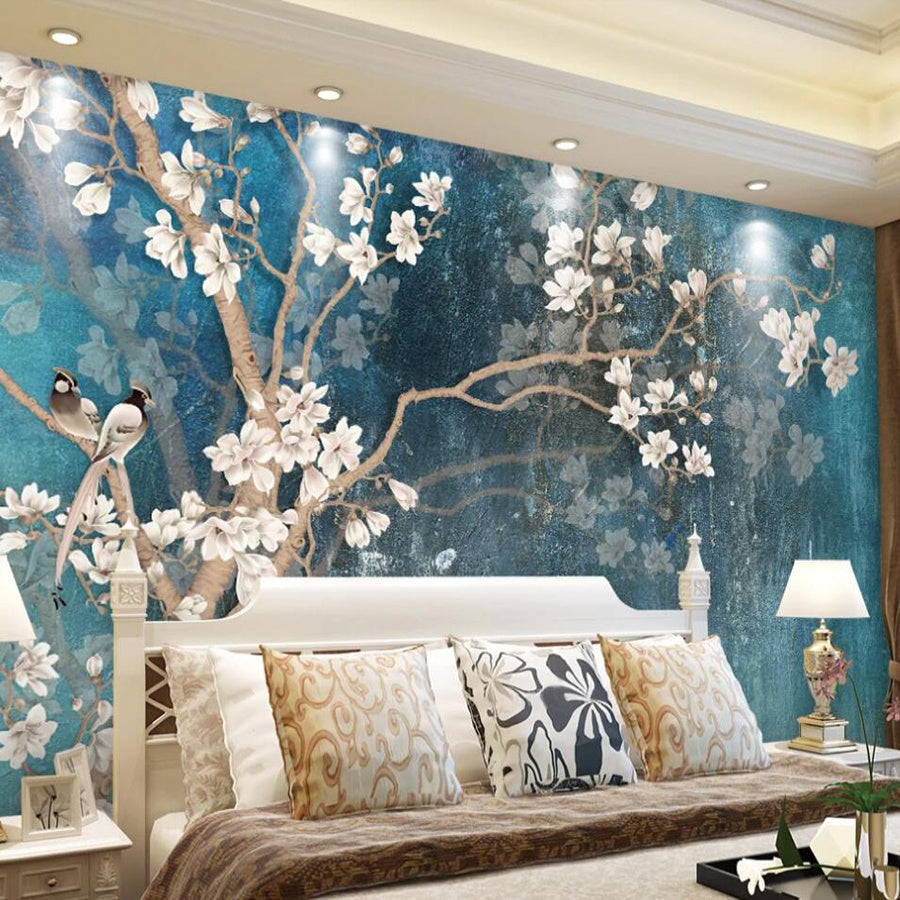 HKM-461843 Hand-Painted Retro TV Background Wallpaper - Silk/Non-Woven Material, Custom Size Available