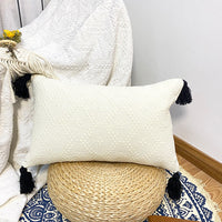 HKM-461907 Geometric Abstract Cotton Printed Tassel Pillowcase with PP Cotton Filling