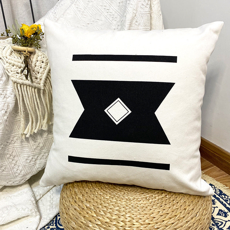HKM-461907 Geometric Abstract Cotton Printed Tassel Pillowcase with PP Cotton Filling