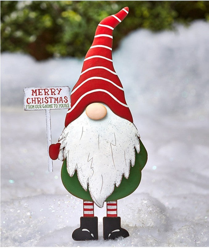 HKM-461971 Outdoor Metal Garden Decoration - Christmas Standing Old Man Pile Ornament